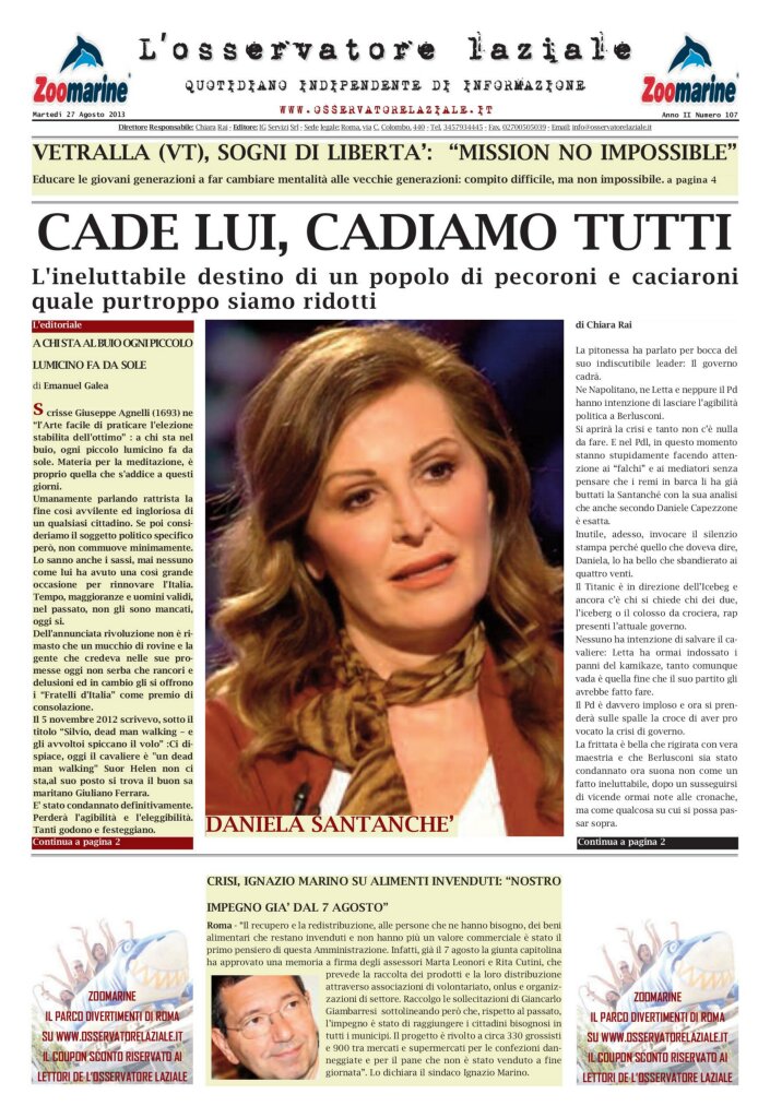L'osservatore d'Italia edizione del 27 Agosto 2013